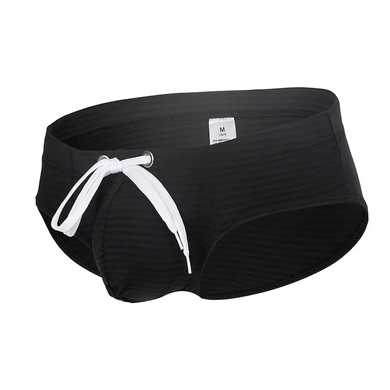 Men's Solid Color Swim Trunks Drawstring Slim Fit Anti-Slip, Quick-Dry Athletic Tight Sports Shorts Comfortable Swimming Bottoms