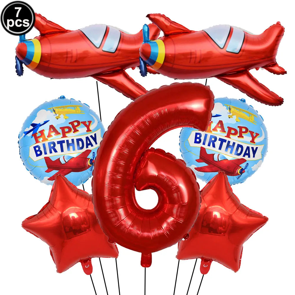 Airplane Birthday Party Supplies Plane Party Paper Plates Napkins Balloon Airplane Tablecloth Tableware for Baby Shower Decors