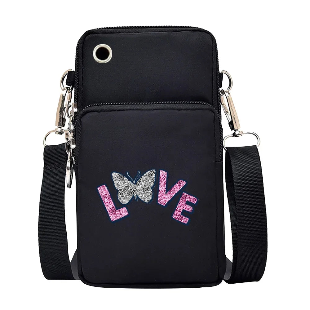 Universal Mobile Phone Bag Iphone 13 Huawei Shoulder Cross-body Package Women Sport Pouch Unisex Arm Wrist Bags Butterfly Print
