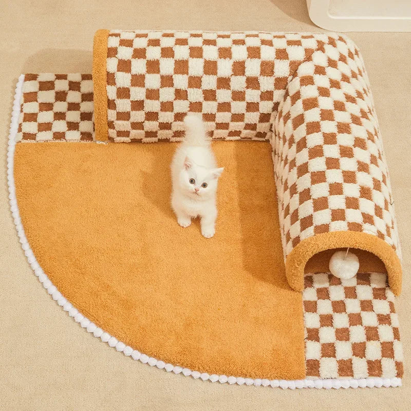 Cat Bed Can Play Cat Tunnel Dog House Bed Kitten Dog Basket Bed Cute Cat House Home Mat Pet Kennel Products Cama Para Gatos