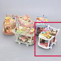Dollhouse Food Carts Trolley with Mini Food 1set Dinnerware Drink Miniature House Toy Kitchen Scene Doll Accessories Home Decor