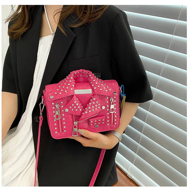 Fashion Jacket Design Crossbody Bag Rivet Clothes Shape Women Handbag Purse Brand Designer Lady Shoulder Bags Luxury Women's Bag