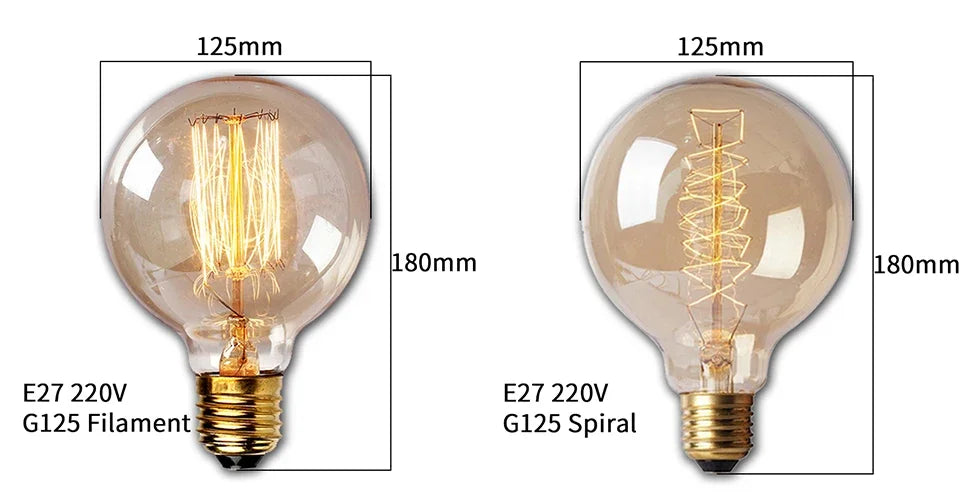 Vintage Edison LED Filament Bulb E27 220V 4W Dimmable Amber Glass ST64 G80 G95 G125 T185 A19 Retro Incandescent Lamp for Home