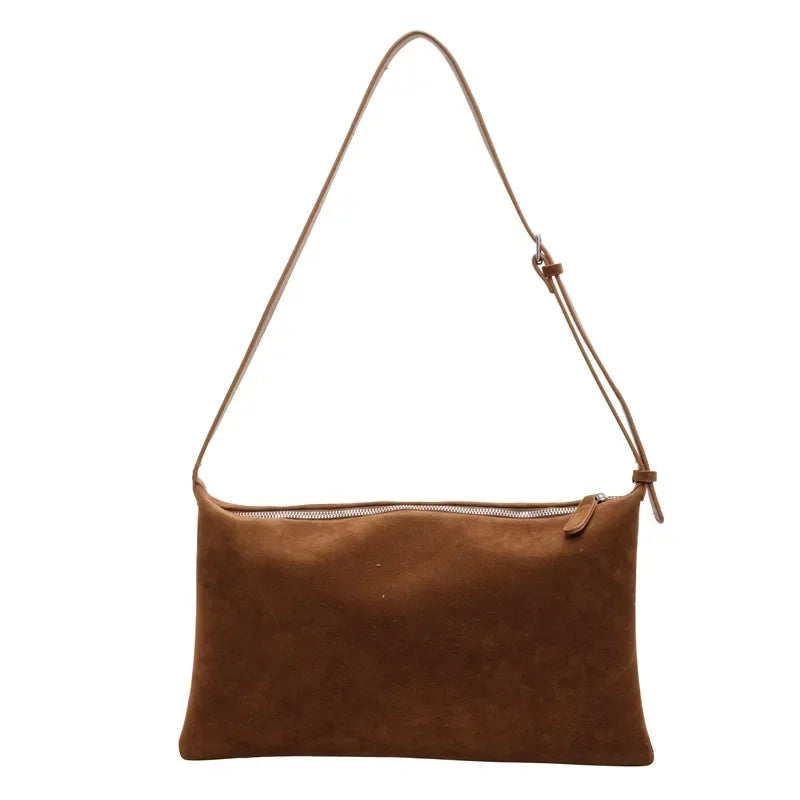 Vintage Suede Tote Bag for Women Autumn Winter New Large Capacity Commute Shoulder Crossbody Bags Fashion Trend Underarm Bags