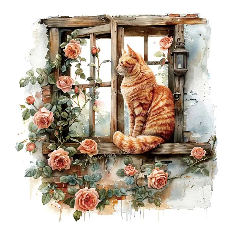 Cartoon Cat Window Wall Sticker Living Room Sofa Background Decoration Wallpaper For Home Decor Kids Room Art Decals M984