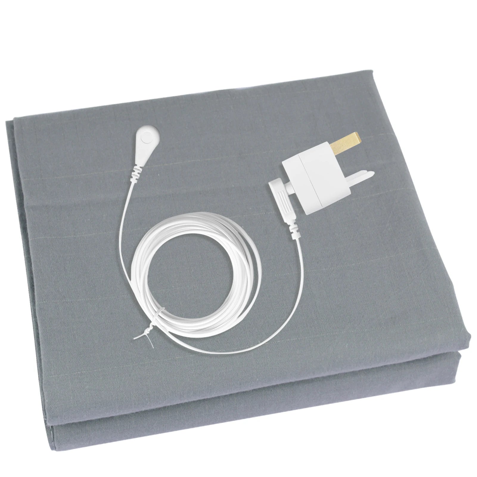 Grounding Bed Sheet Grounding Mat Earthing UK/USA/EU Plug with 10%Silver Fiber & 90%Organic Cotton Earth Energy Mat for Healthy