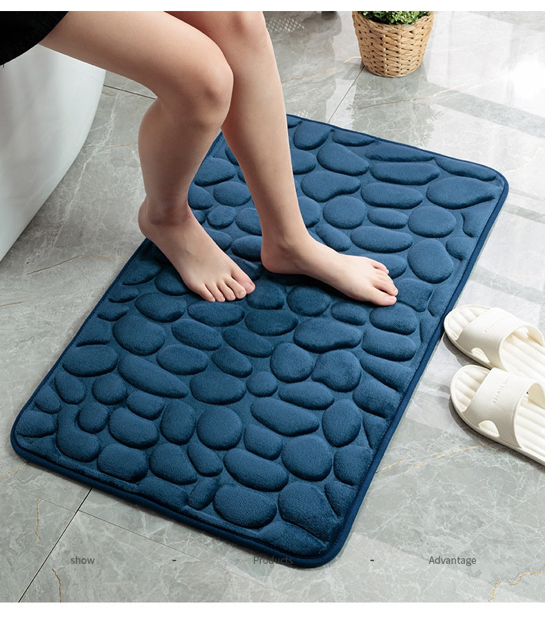 Mat Non-slip Carpets Cobblestone Embossed Bathroom Bath In Wash Basin Bathtub Side Floor Rug Shower Room Doormat Memory Foam