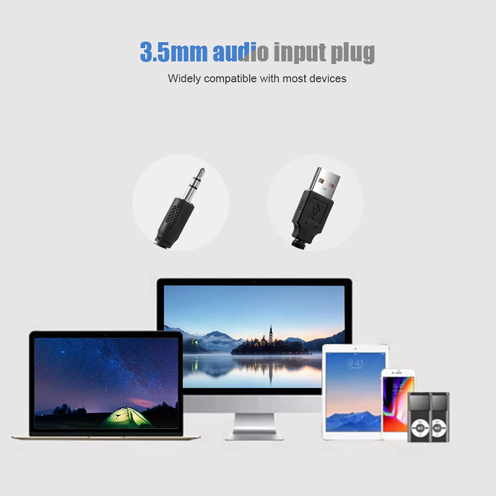 Portable Stereo Soundbar USB Wired Speaker Music Player Bass Surround Sound Box 3.5mm Input for TV PC Laptop Home Theater System