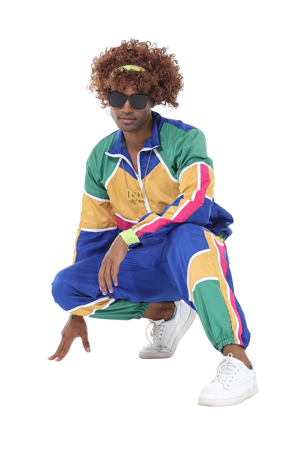 Couples Hippie Costumes for Women Men 80s 90s Retro Sportwear Hippie Disco Cosplay Costume Halloween Party Role Playing Clothes
