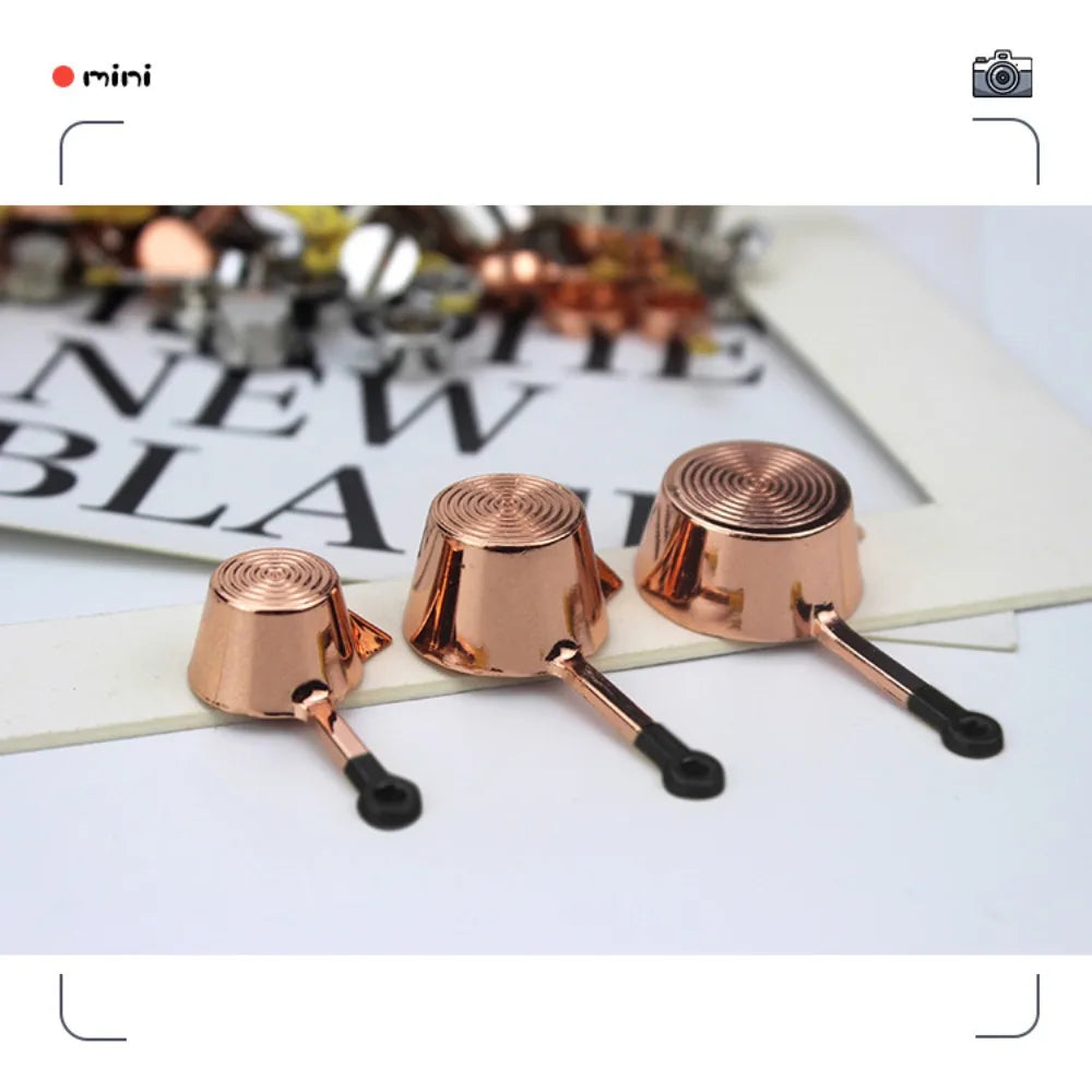 Kettle Mini Kitchen Utensils Sets Cookware 1:12 Scale Mini Kitchen Cooking Kit Alloy Doll Kitchen Set Kids Playing House Toys