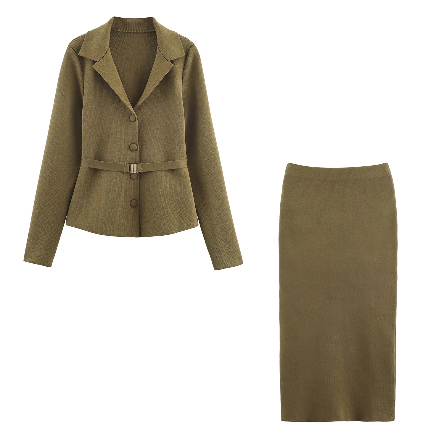 2025 new women's clothing sweet style comfortable versatile cardigan high-end atmospheric slim fit simple MIDI skirt set