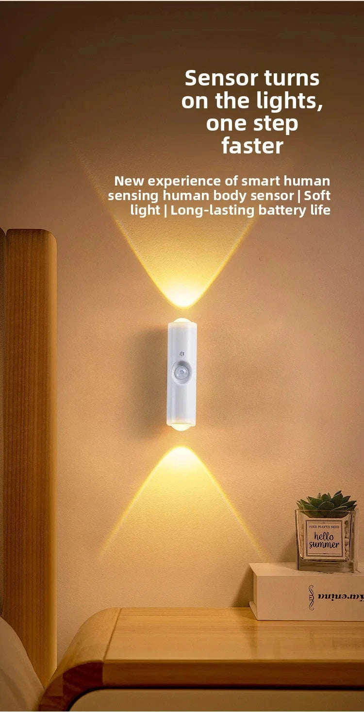 Smart RGB Gradient Night Light Wall Lamp for Bedroom Bathroom Magnetic Motion Sensor Rechargeable Closet Garden Home Decor