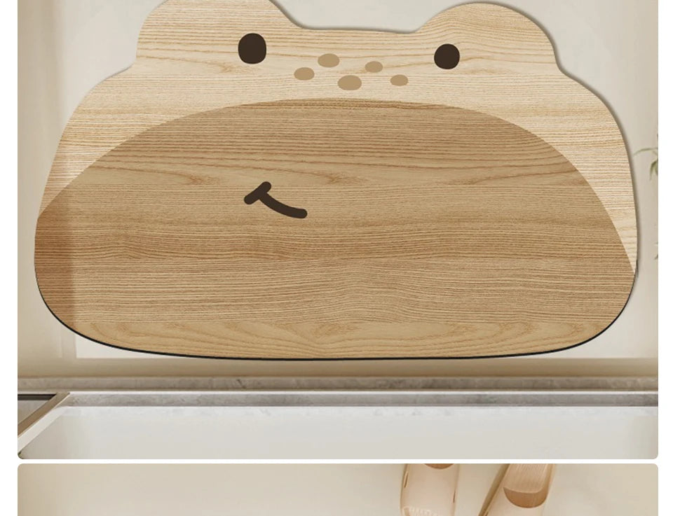 Bathroom Carpet Non-slip Water-absorbent Dirt-resistant Floor Mat Cute Animal Head Pattern Rug Irregular Size Home Decor Mats