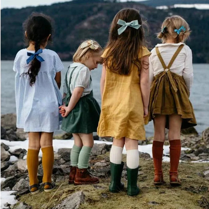 Baby Boys Girls Knee High Long Socks Cotton Breathable Stripe Soft Kids Sock Children School Uniform Socks For 0-8Years