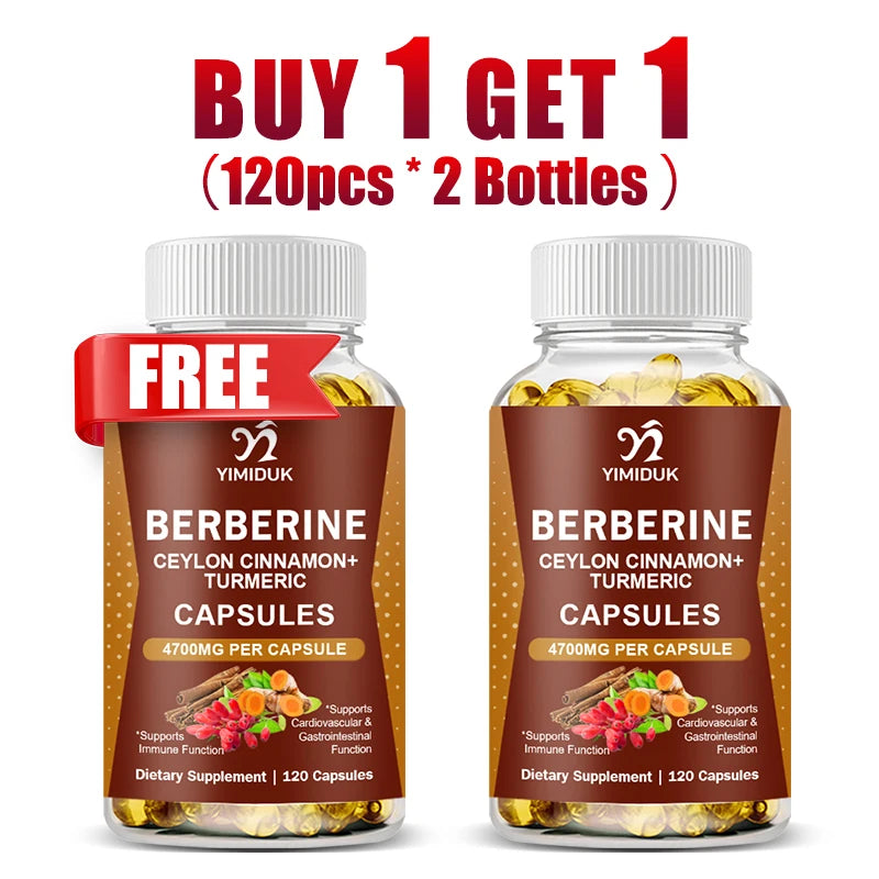 Berberine 4700 Mg Supplement, with Ceylon Cinnamon, Support Heart Health, Immune System, Healthy GI & Cholesterol, Gluten-Free