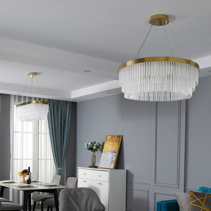 Post Modern Led Chandelier 2026 New Tassel Crystal Pendant Lamp American Luxurious Chandelier Home Decor Luster Lighting Fixture