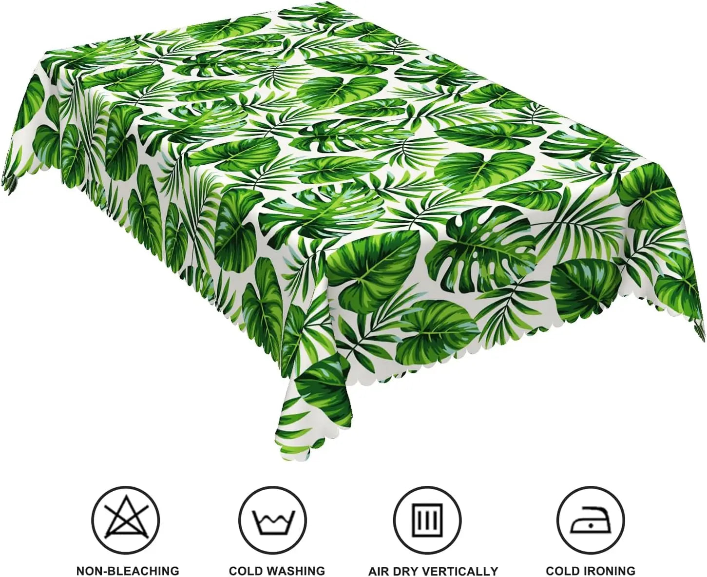 Green Palm Leaves Tropical Flowers Tablecloth Picnic Party Decor Summer Hawaiian Plants Rectangle Table Cloth Dining Table Decor