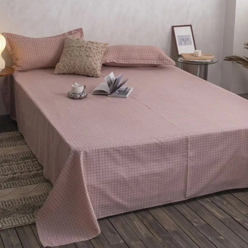 Bed Sheets Plaid Non-slip Comfortable Washed Twin Queen Full Size Nordic Style Universal Bedspread Simple Durable Antibacterial