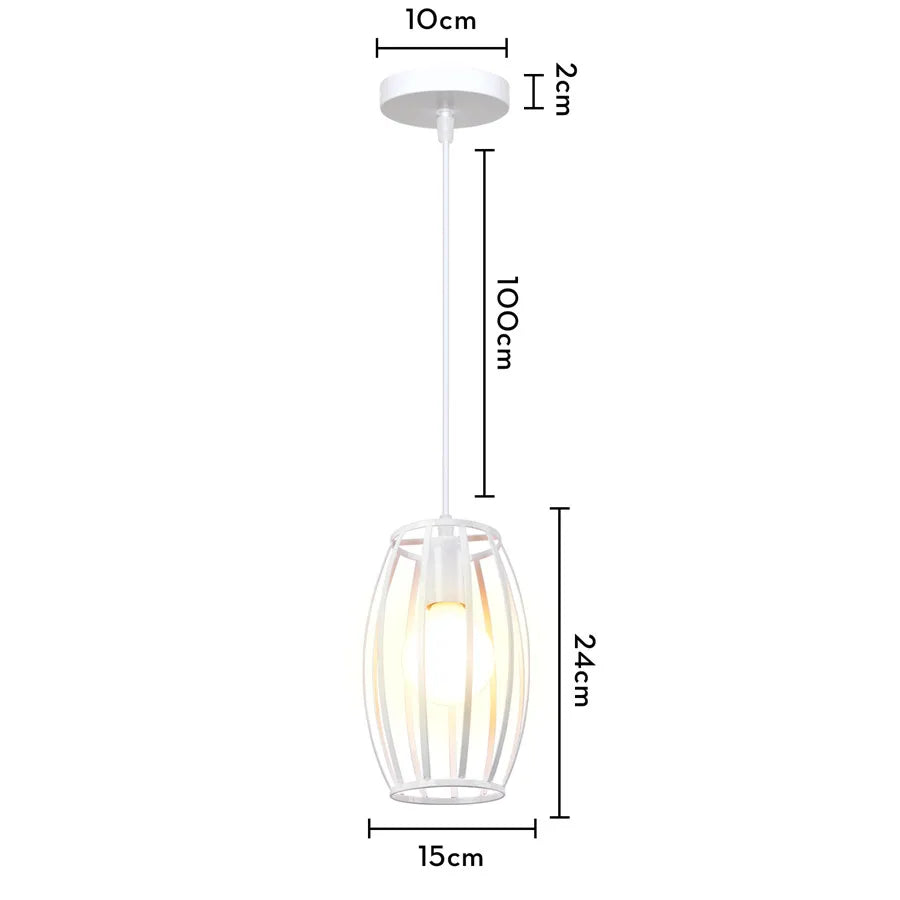 Modern Pendant Light Industrial Vintage White Wrought Cage Pendant Lamp for Living Room Bedroom Dining Room Loft Home Decor E27
