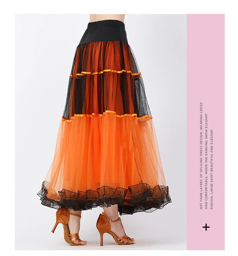 Modern Dance Costumes Fashionable Versatile Mesh Large Skirt Social Performances Dance Dresses Performance Costumes Daily Outfit