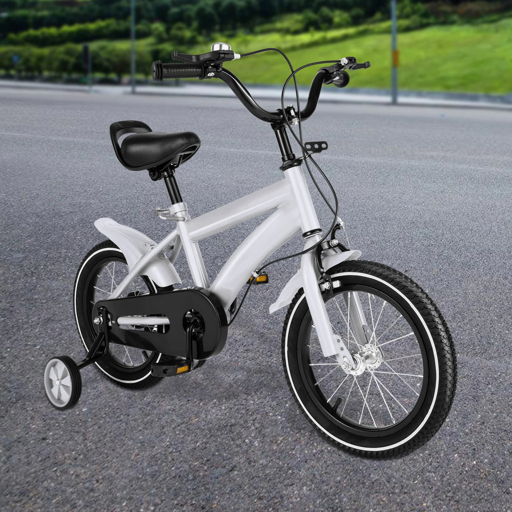 14inch Children's Bicycle with Training Wheel for 2-5 Year-Old Boys and Girls, Height Adjustable Kids Bike White/Yellow/Red/Blue