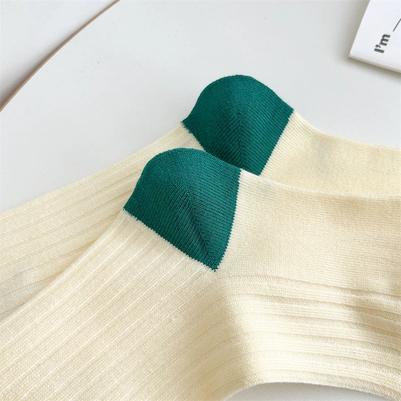 Socks For Women New Fashion Autumn Striped Cotton Long Socks Breathable Soft Korean Style Cute Embroidery Girls Casual Comfort