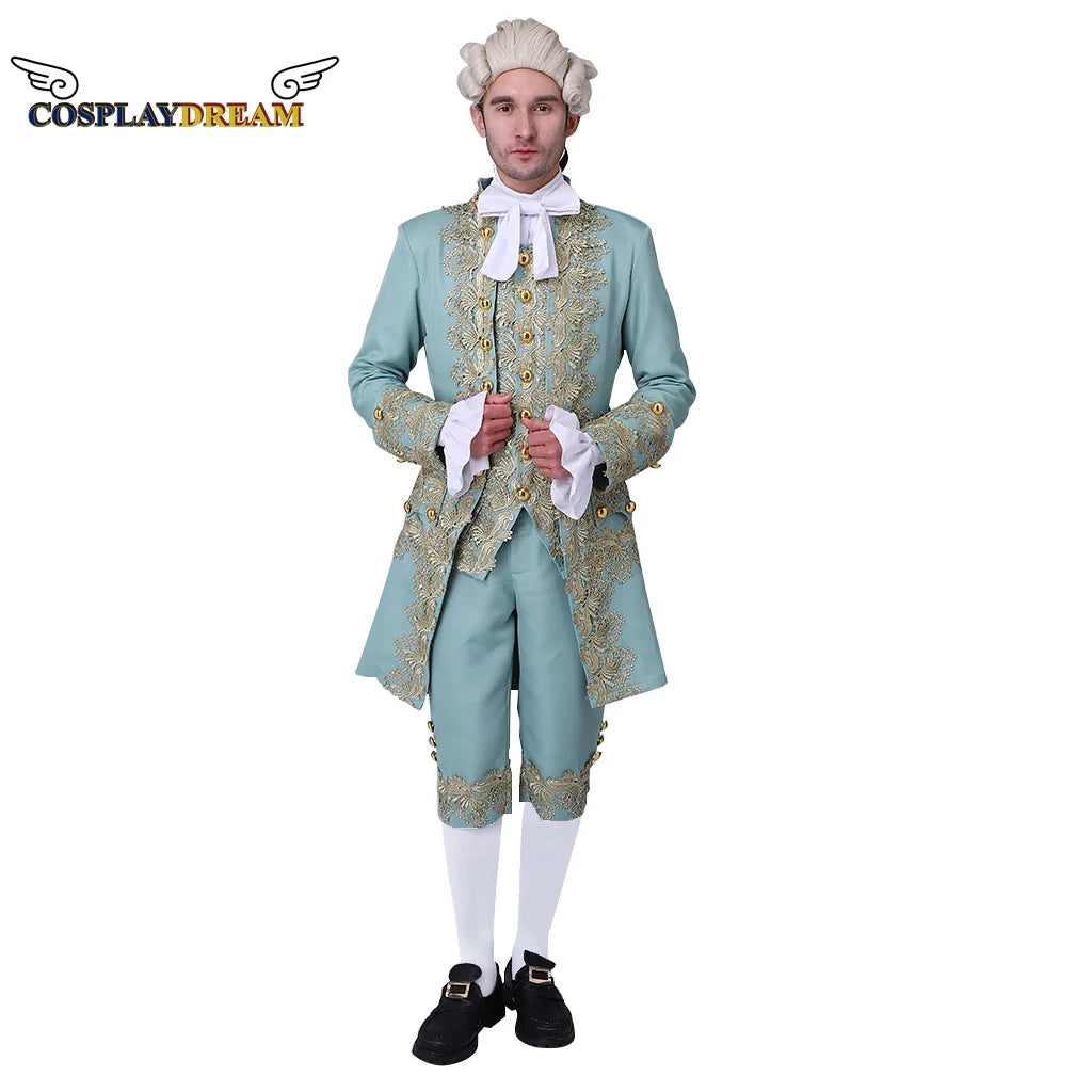 18th Century Colonial Outfit Men's Medieval Uniform Noble Court Rococo Medieval Cosplay Costume Retro Halloween Costume