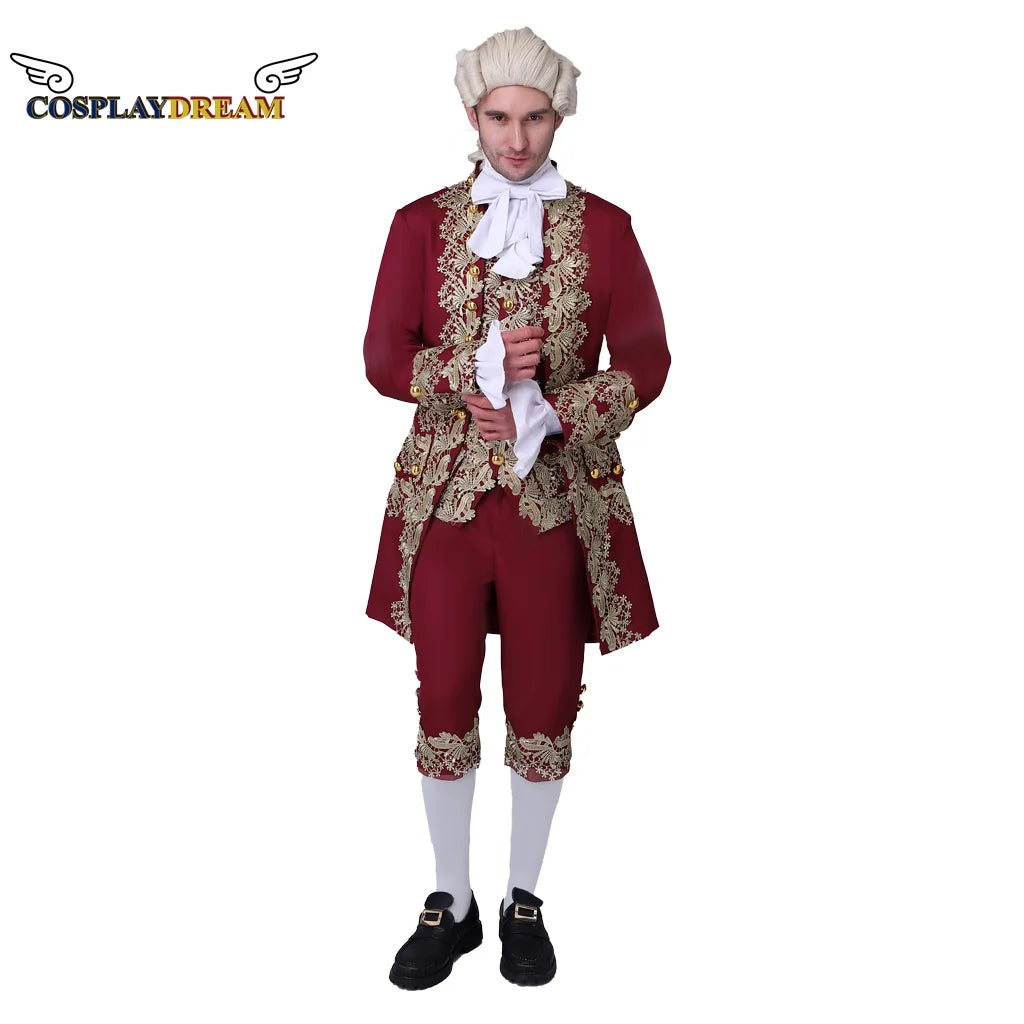 18th Century Colonial Outfit Men's Medieval Uniform Noble Court Rococo Medieval Cosplay Costume Retro Halloween Costume