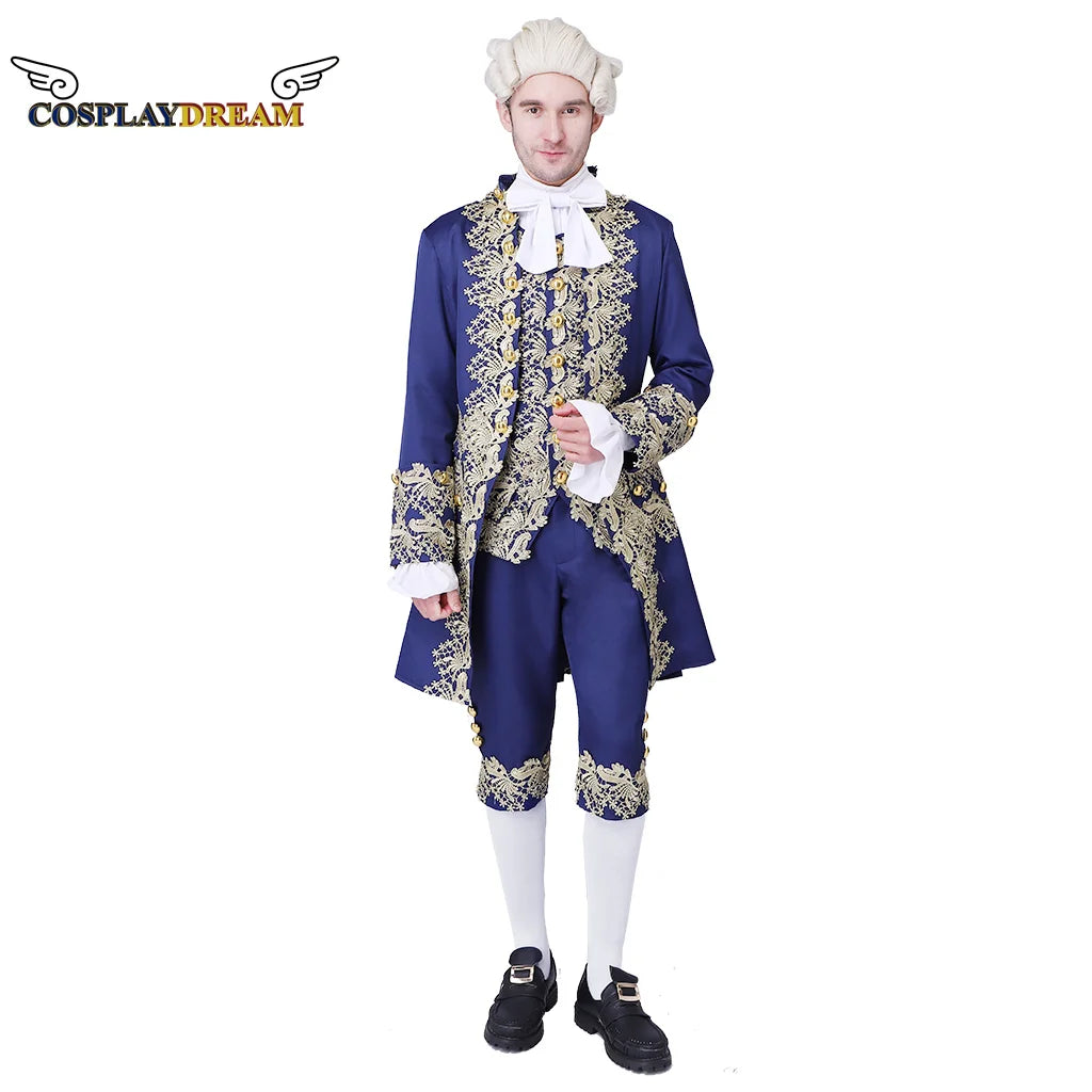 18th Century Colonial Outfit Men's Medieval Uniform Noble Court Rococo Medieval Cosplay Costume Retro Halloween Costume