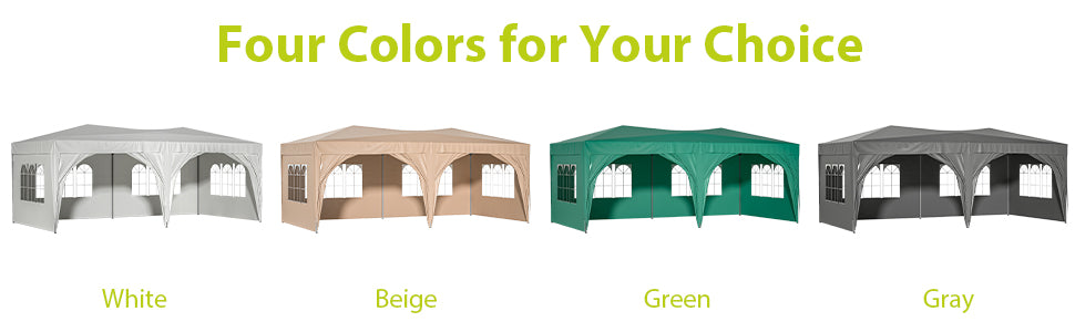 LZBEITEM 10' x 20' Pop Up Canopy Tent with 6 Removable Sidewalls & Carry Bag, Waterproof Anti-UV Party Wedding Tents Gazebo