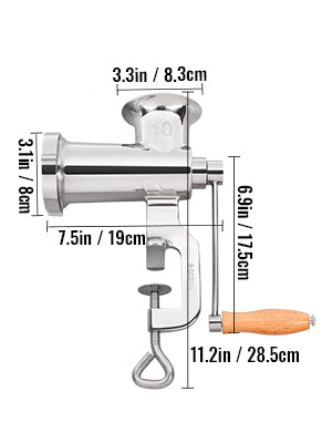 SucceBuy Manual Meat Grinder 304 Stainless Steel Hand Meat Grinder with Steel Table Clamp Meat Mincer Sausage Maker