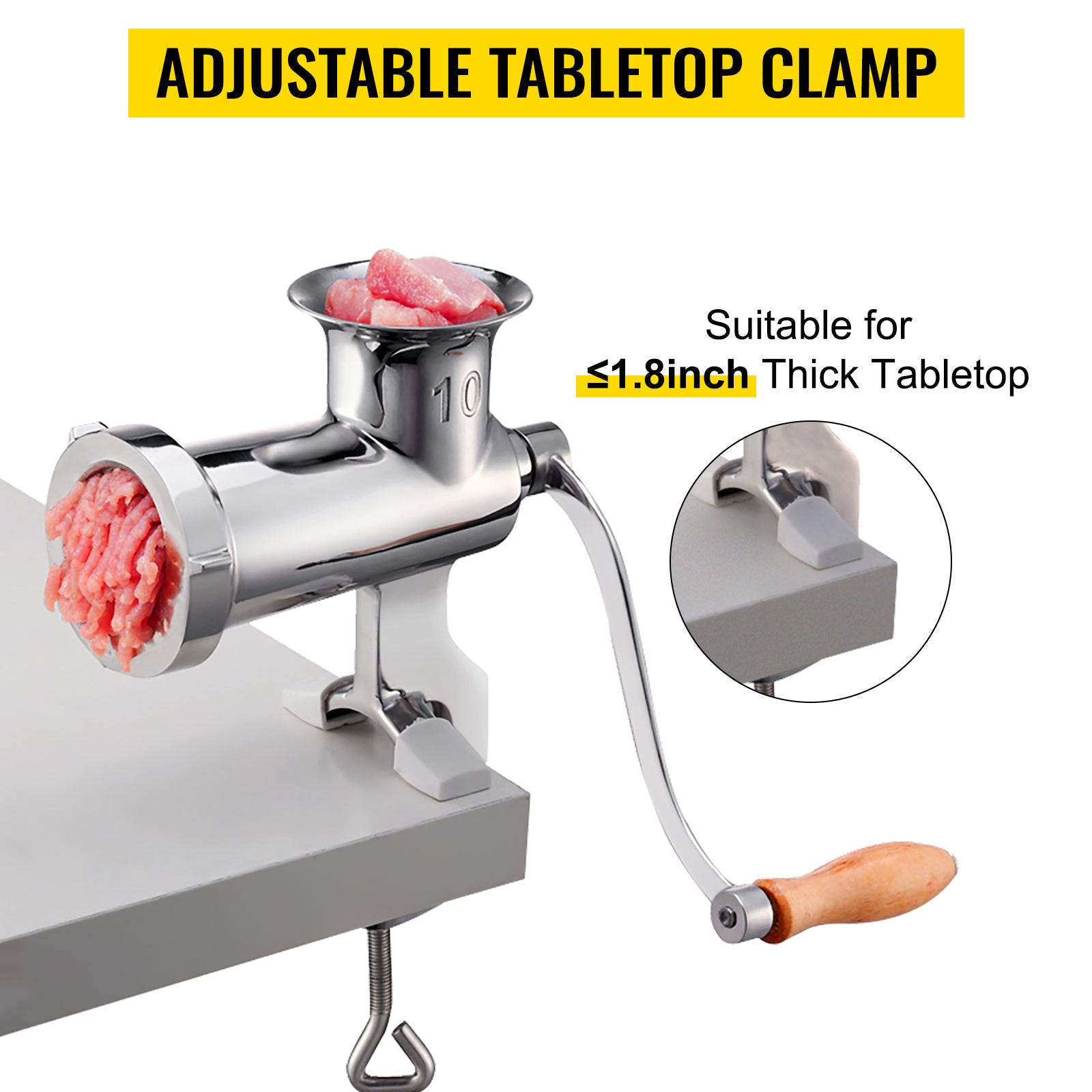 SucceBuy Manual Meat Grinder 304 Stainless Steel Hand Meat Grinder with Steel Table Clamp Meat Mincer Sausage Maker