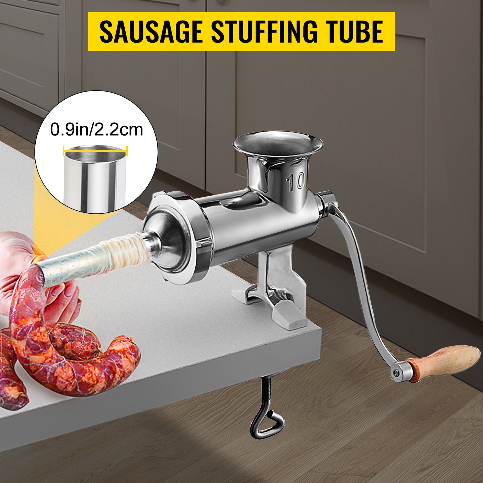 SucceBuy Manual Meat Grinder 304 Stainless Steel Hand Meat Grinder with Steel Table Clamp Meat Mincer Sausage Maker