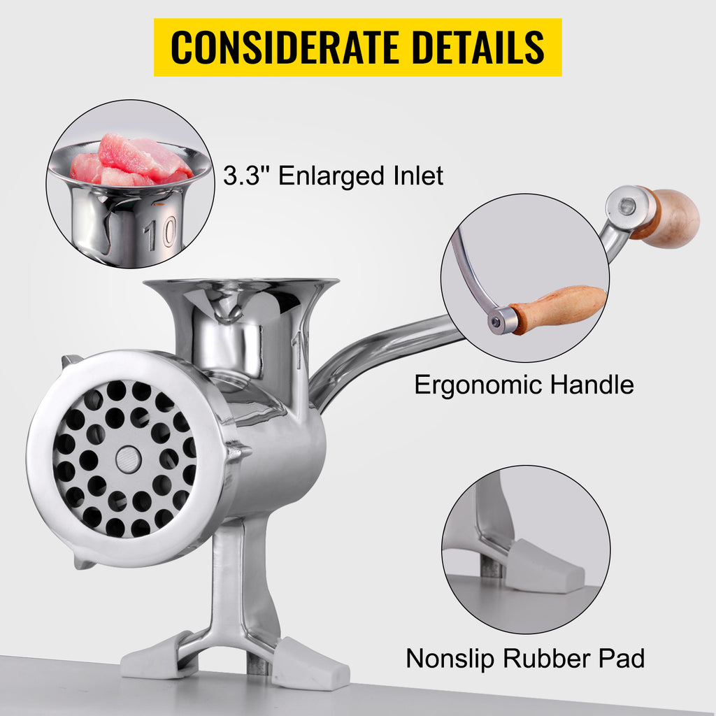 SucceBuy Manual Meat Grinder 304 Stainless Steel Hand Meat Grinder with Steel Table Clamp Meat Mincer Sausage Maker