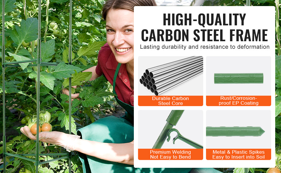 SucceBuy 6 Packs Tomato Cages for Garden Trellis Plant Stakes Suppor for Raised Garden Bed Vegetables Flowers Climbing Plants