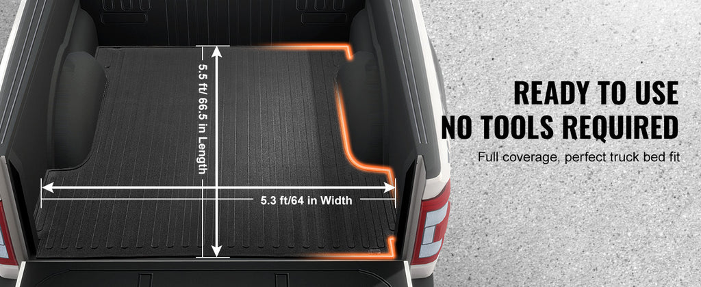 SucceBuy Truck Bed Mat Fits for 2015-2023 Ford F150 5.5 ft Short Bed 66.5"x64" Rubber Truck Bed Liner for All-Weather Protection