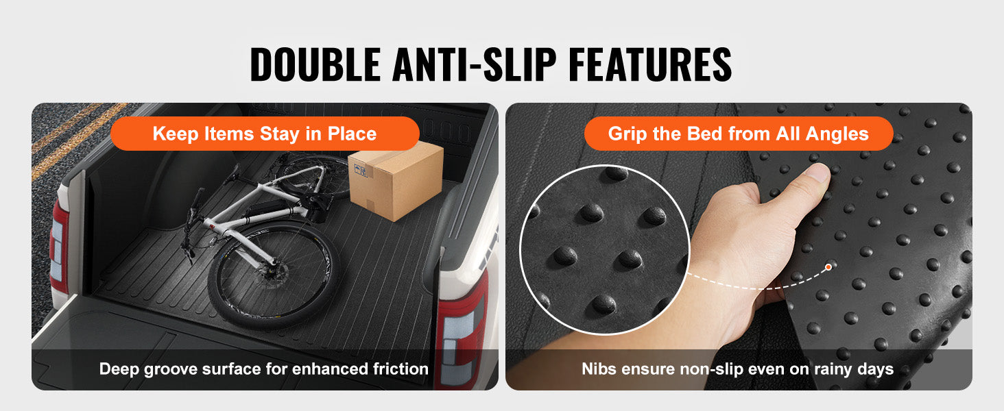 SucceBuy Truck Bed Mat Fits for 2015-2023 Ford F150 5.5 ft Short Bed 66.5"x64" Rubber Truck Bed Liner for All-Weather Protection